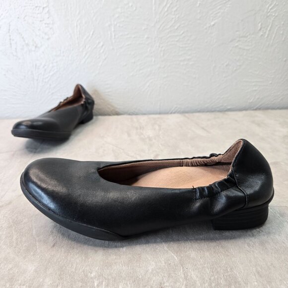 Dansko Comfort Ballet Flats Leather Black Slip On Preppy Ballerina Shoes 6.5-7 - Picture 1 of 11
